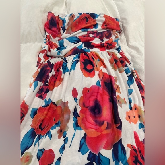 Grace Karin Strapless Floral Maxi Dress - Pink and Blue - Picture 6 of 6